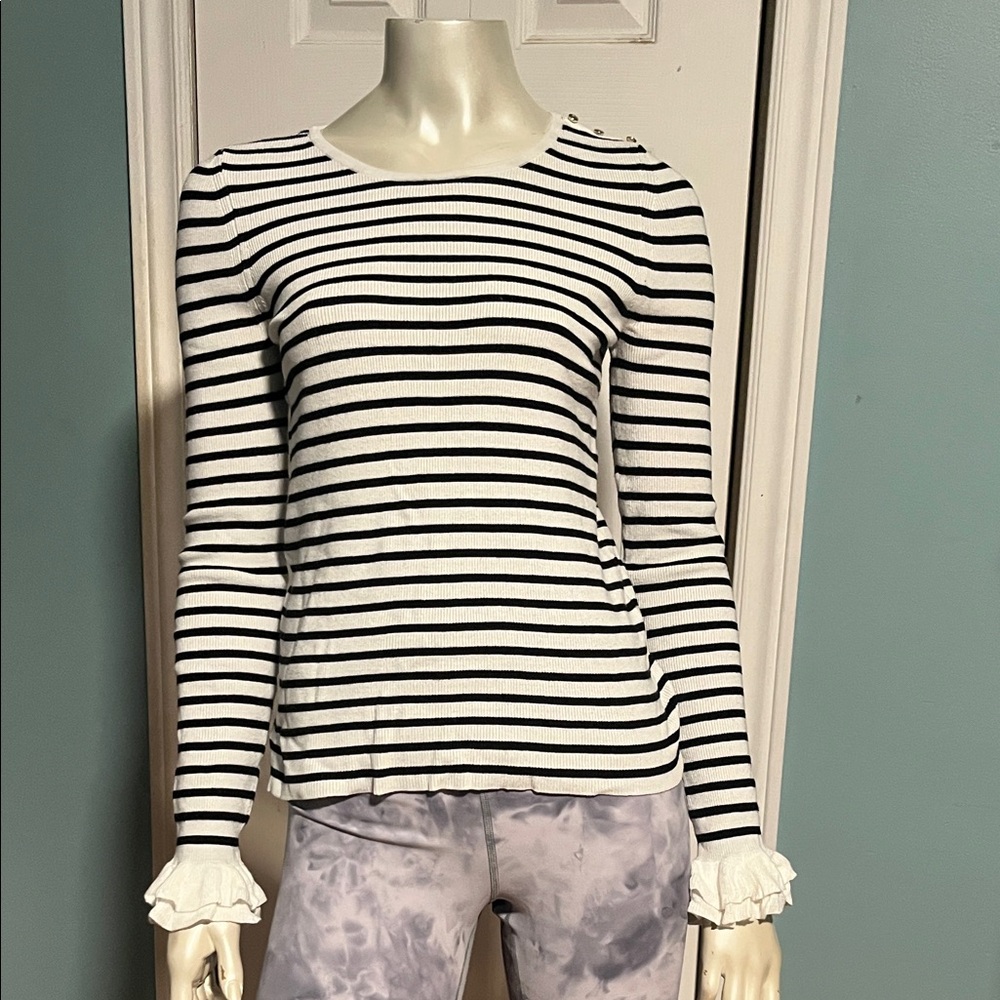 White HouseBlack Market Striped Black and White Women's Top Sz S